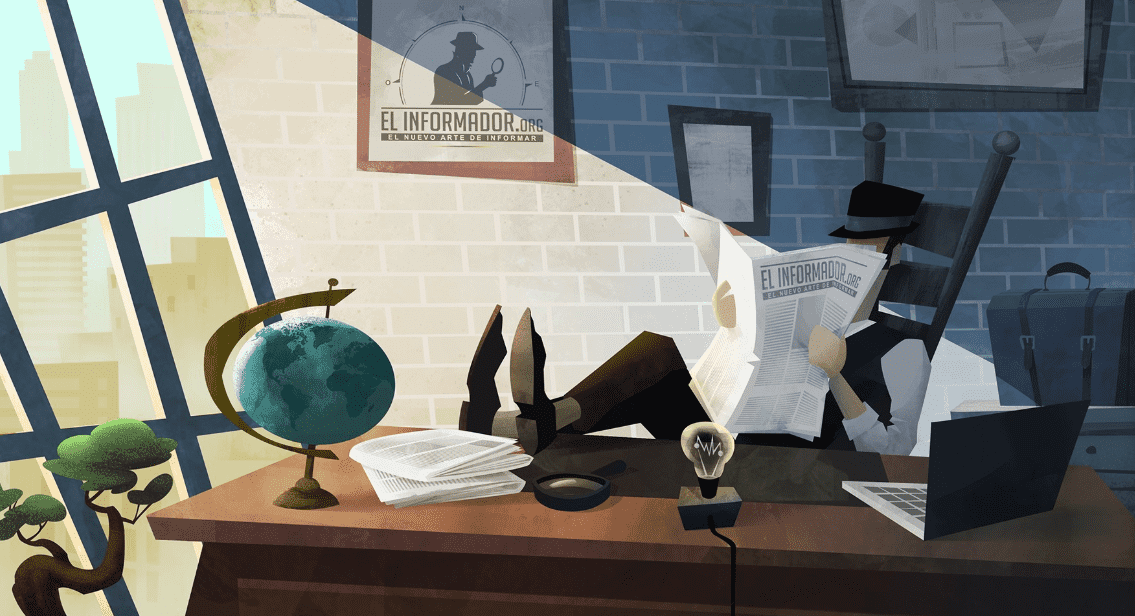 Reading the newspaper