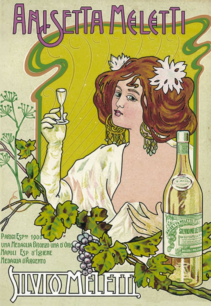 Affiche publicitaire vintage de style art nouveau