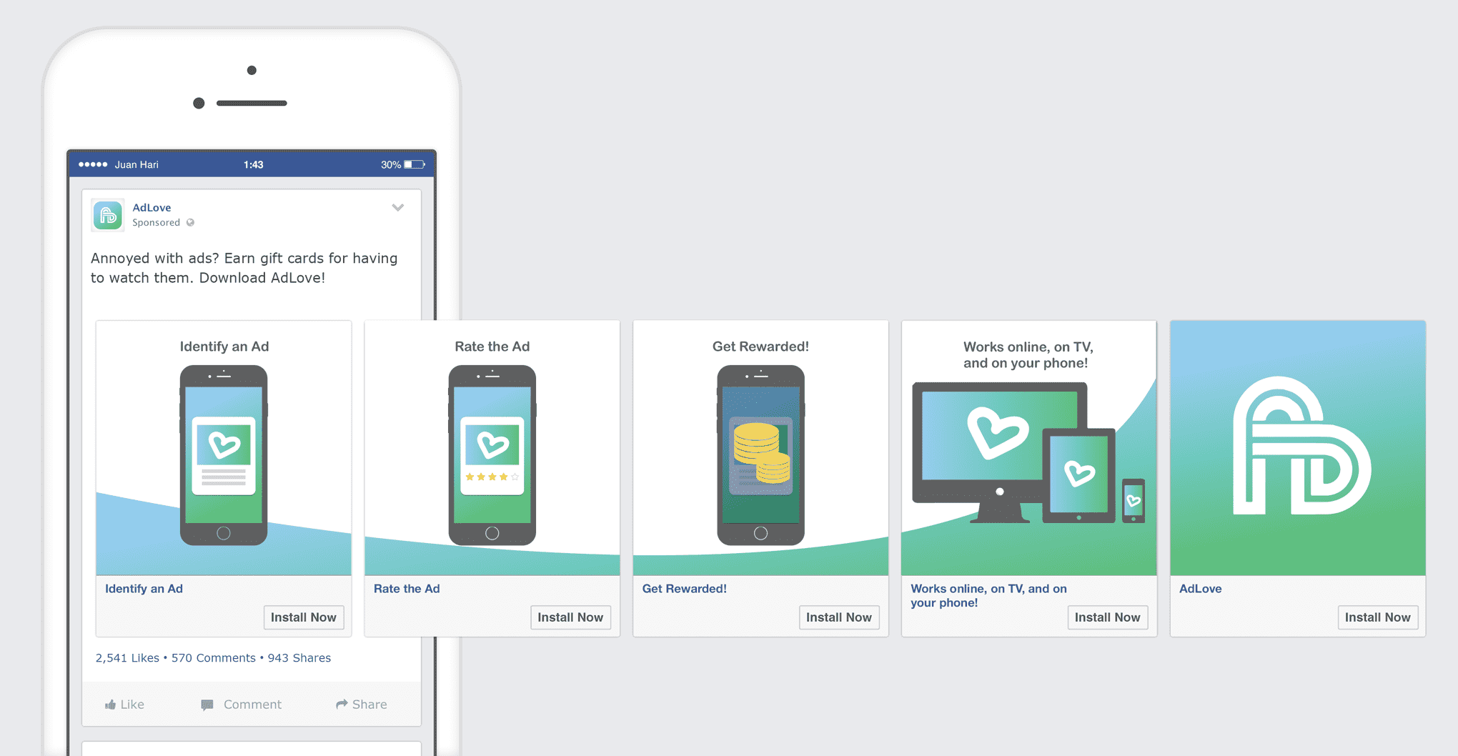 Carrousel de publicit&eacute;s digitales sur Facebook
