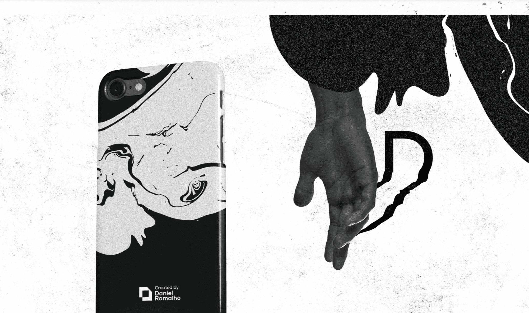 Design en noir et blanc appos&eacute; sur un iPhone