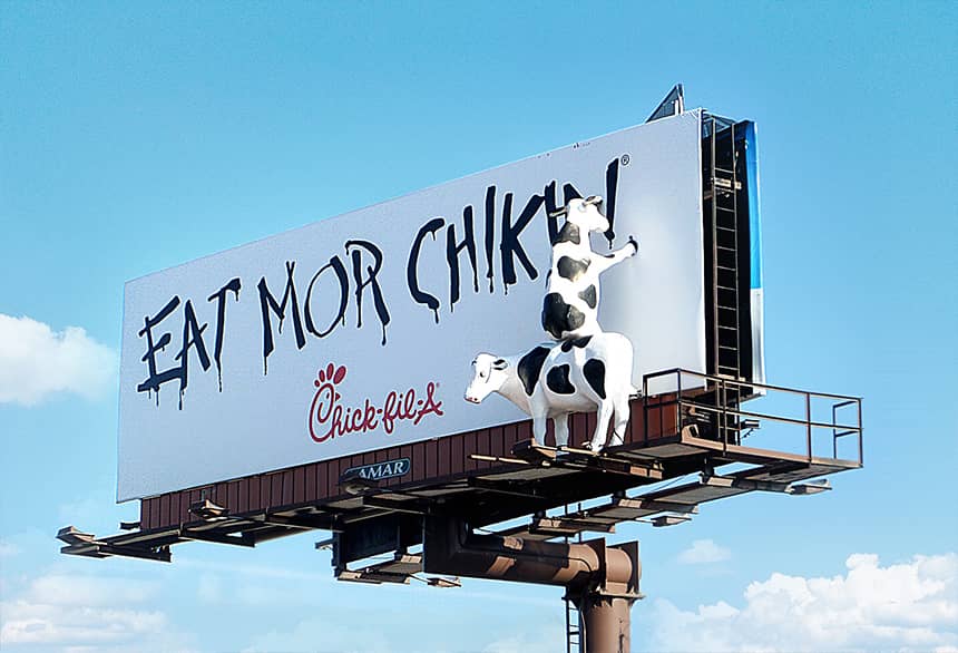 Un exemple de publicit&eacute;s originales pour Chick-Fil-A