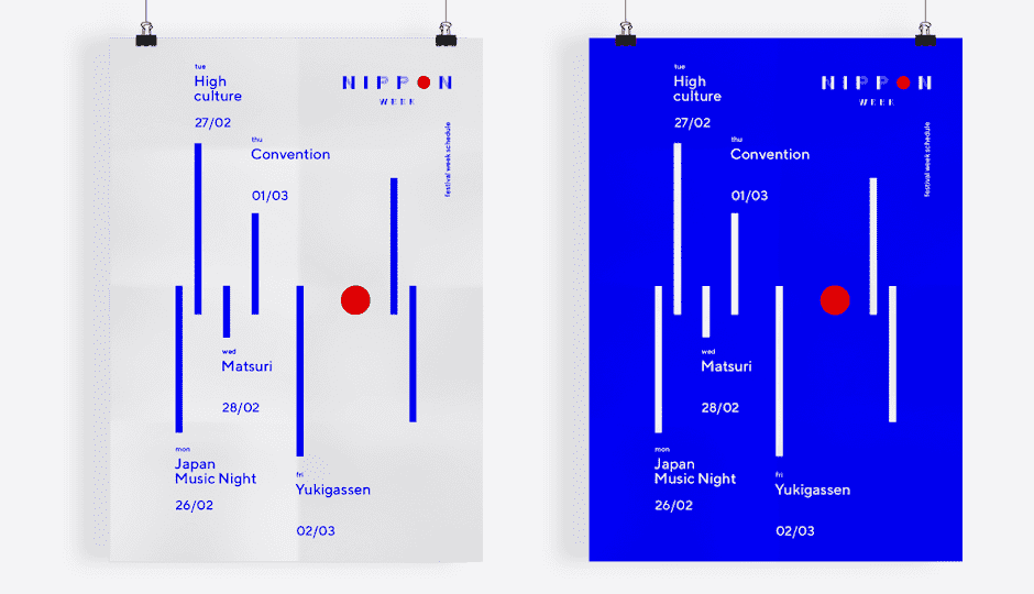 Identit&eacute; visuelle versatile en rouge et bleu pour une marque japonaise